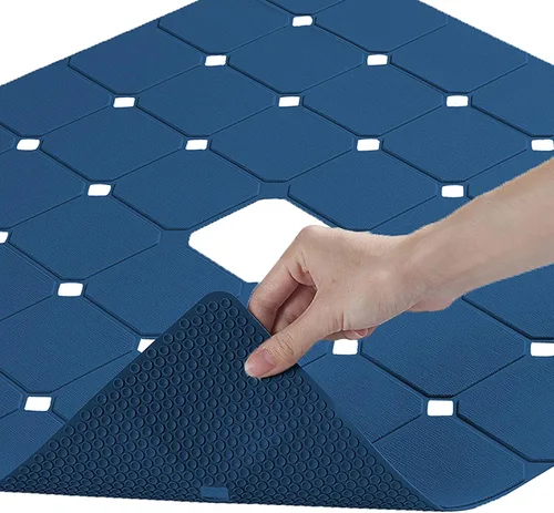 Vista 7 de Alfombra de ducha antideslizante de silicona suave e inodora, alfombra de bañera antideslizante sin ventosas para bañeras reacabadas, reglaseadas