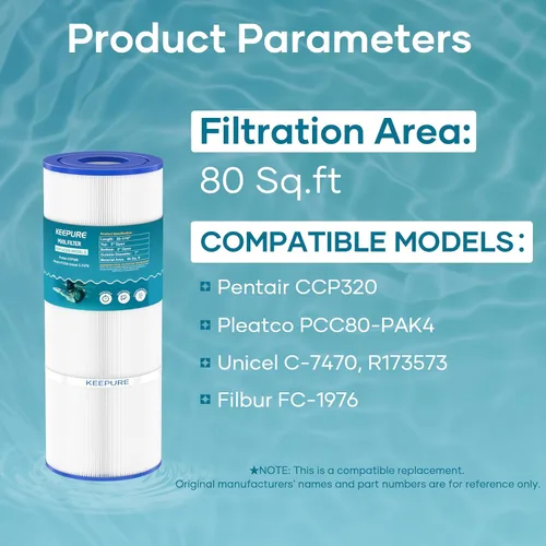 Vista 3 de Cartuchos de filtro de piscina CCP320 compatibles con PCC80, C-7470, PCC80-PAK4, FC-1976, Clean&Clear Plus 320, R173573, 178580, 817-0081, 4 x 80