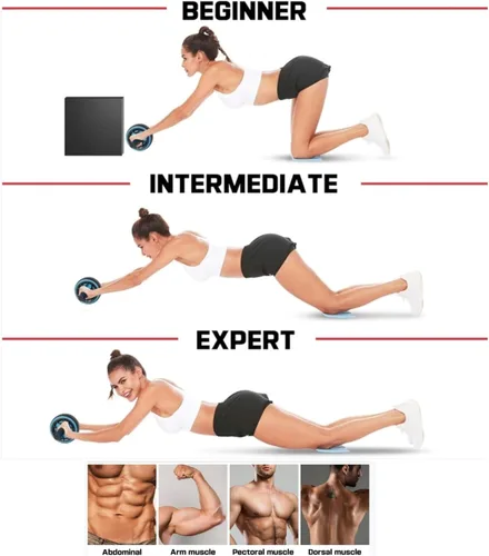 Vista 4 de Rueda de rodillo abdominal, rueda abdominal para máquina de ejercicio abdominal, equipo de gimnasio en casa para entrenamiento de núcleo, sin ruido