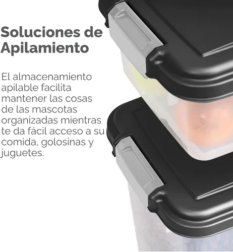 Vista 8 de IRIS USA Contenedor hermético de almacenamiento de comida para perros combinado de 30 libras y 11 libras, caja apilable para premios, cuchara de 2