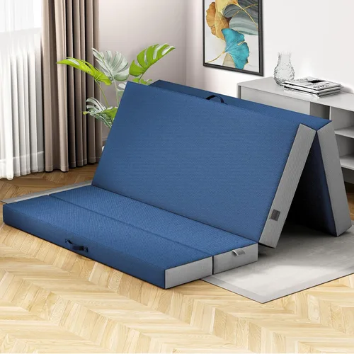 Vista 13 de Cozzzi Colchón plegable individual de 4 pulgadas para suelo y viajes con funda extraíble, colchón ligero y portátil para adultos y niños, compacto