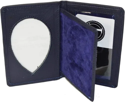 Vista 10 de Leatherboss - Cartera plegable de piel auténtica con forma de escudo de policía, color negro
