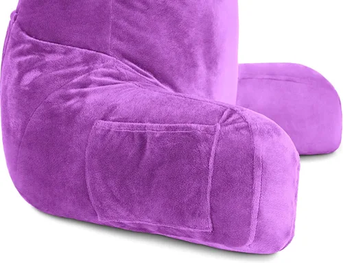 Vista 6 de Funda de almohada Husband Pillow solo para lectura - Funda para silla de lectura con generosos bolsillos traseros y laterales - Morado claro
