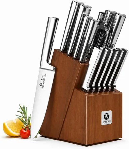 Vista 19 de imarku Cuchillo japonés Santoku de 7 pulgadas, 10Cr15CoMoV de 3 capas de Cuchillo de chef de cocina ultra afilado de alto carbono 59±2 HRC, afilado