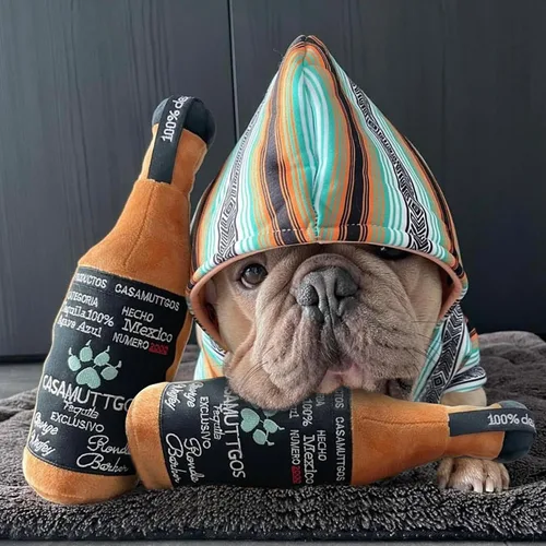 Vista 5 de Haute Diggity Casamuttgos Tequila, Juguetes de felpa para perros de diseñador con silbato interactivo, enriquecimiento estimulante para mascotas
