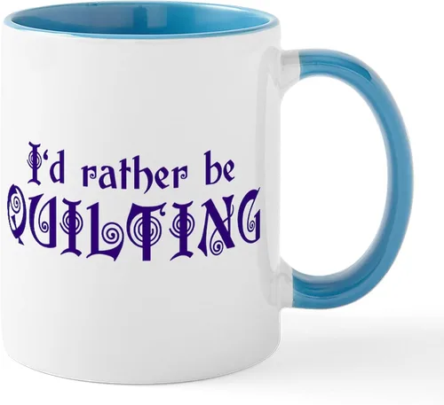 Vista 39 de CafePress I'd Rather Be Quilting Mug Taza de café de cerámica de 11 oz (11.0 fl oz)
