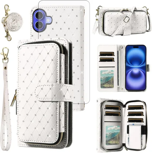 Vista 184 de Funda para teléfono iPhone 6 6S con cremallera y protector de pantalla con protector de pantalla, correa de cordón cruzado, ranura para iPhone 6 Six