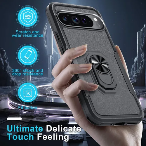 Vista 6 de Janmitta Funda para Google Pixel 9 Pro XL con protector de pantalla + protector de lente de cámara, resistente a prueba de golpes, funda de teléfono