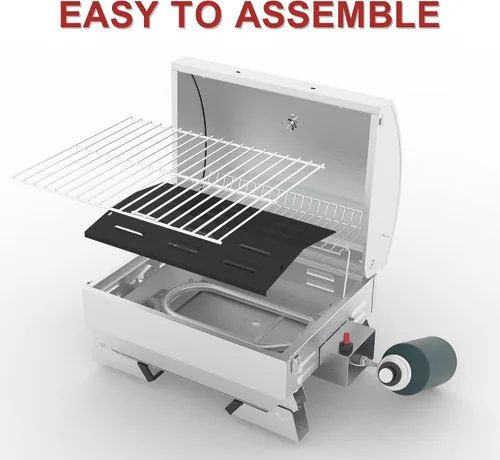 Vista 16 de Royal Gourmet GT1001 Parrilla portátil de acero inoxidable, 10000 BTU Parrilla de gas de mesa para barbacoa con patas plegables y tapa