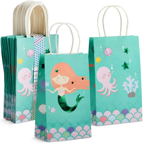 Vista 7 de BLUE PANDA Bumble Bee - Bolsas de regalo de papel para fiesta, 5.3 x 9 x 3.1 pulgadas, paquete de 24, color amarillo, bolsas de regalo con asas