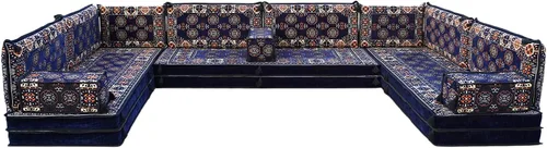 Vista 25 de arabicsofa Sofás seccionales en U hechos a mano – Asientos tradicionales en el suelo estilo Jalsa árabe