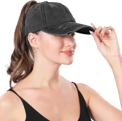 Vista 5 de Gorra de béisbol para mujer, diseño de cola de caballo, ajustable, ajustable, para cola de caballo