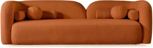 Vista 10 de Sofá curvado compacto de 69 pulgadas para espacios pequeños y apartamentos, sofá boucle de estilo japonés, sofá minimalista de 2 plazas con marco