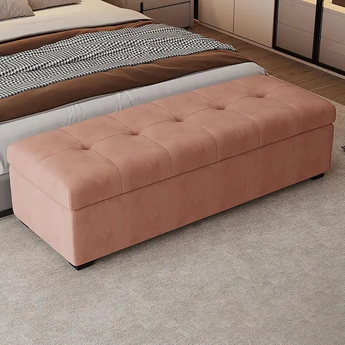 Vista 13 de Leather Storage Ottoman Bench for Bedroom, Upholstered End of Bed Bench with Metal Support Lift, Entryway for Living Room, Solid Wood Frame, Easy
