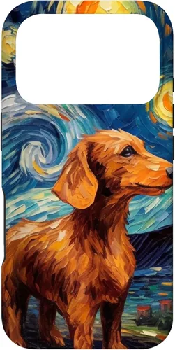 Vista 30 de Carcasa para iPhone 16 Dachshund Dog Starry Night Van Gogh Dachshund