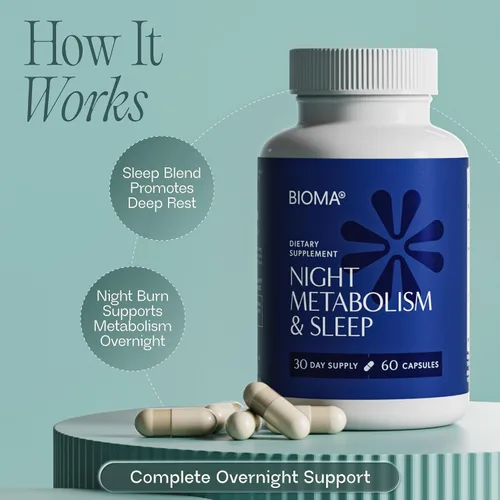 Vista 8 de BIOMA Metabolismo nocturno y sueño: apoya la digestión, el metabolismo energético y el sueño reparador con melatonina, vitamina D, magnesio y más