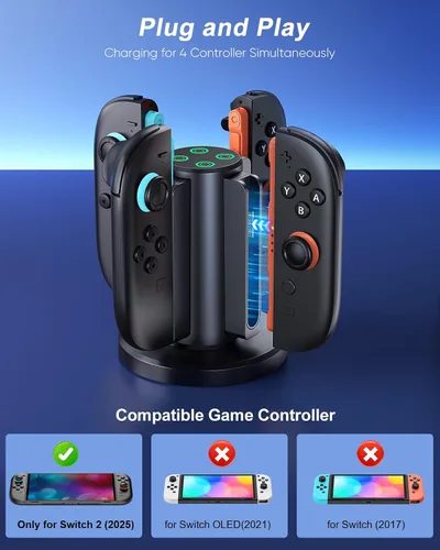 Vista 4 de Charging Dock for Nintendo Switch 2 Controller 2025, Charger Station for Joycon 2 with Charging Indicator, Compact Vertical Dual Direction Charge 4