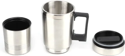Vista 9 de Tiiyee Taza de calefacción para automóvil de 12 V, taza calentada para automóvil, acero inoxidable, hervidor eléctrico de viaje, calentador de agua