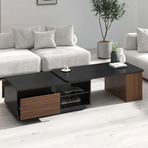 Vista 8 de Mesa auxiliar extensible rectangular de 48 a 66 pulgadas con cajones