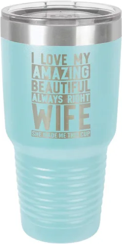 Vista 21 de OnlyGifts.com - Vaso con pajita y texto "I love my wife", 30 onzas, Negro