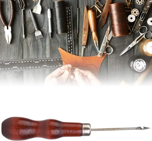 Vista 3 de Juego de 5 ganchos de ganchillo con mango de madera, agujas de tejer ergonómicas para manos artríticas, ganchos de ganchillo de metal