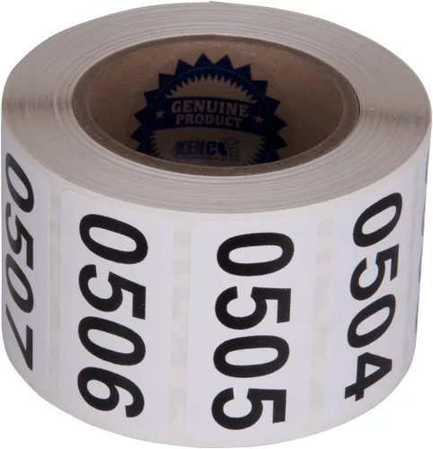 Vista 11 de Kenco - Etiquetas numeradas consecutivamente, vinilo duradero, autoadhesivas, medidas: 2 x 1 pulgada (rollo 001-500)