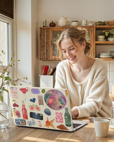 Vista 8 de iCasso - Funda para MacBook Air de 13 pulgadas, diseño de pegatinas vintage 2020 A2337 M1 Macbook Air 13 pulgadas protectora de plástico duro