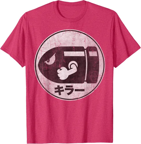 Vista 26 de Super Mario Camiseta con logotipo de Bullet Bill Distressed en Kanji