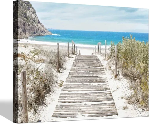 Vista 10 de SD SOFT DANCE Lienzo decorativo para pared de playa, paisaje marino, pintura costera para dormitorio (16 x 11 x 1 panel)