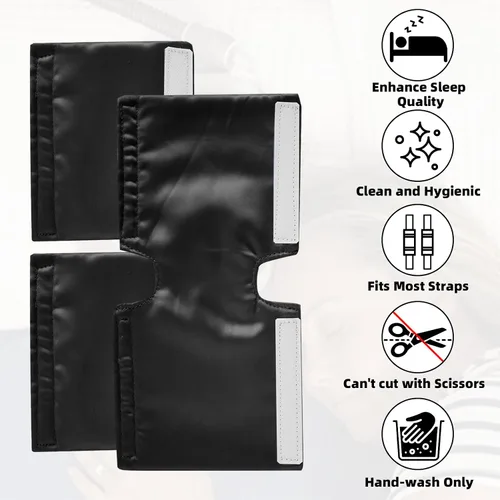 Vista 4 de Paquete de 3 fundas de correa CPAP de satén suave, protector de cabello CPAP para mujer, universal y cómodo, para correas de máscara CPAP Dreamwear