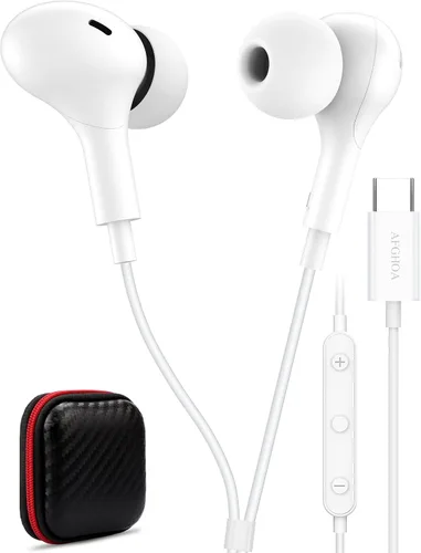 Vista 9 de Auriculares USB C para Samsung S25 FE S24 A16 A17 Auriculares con cable magnéticos en la oreja Tipo C con micrófono Control de volumen Bajo estéreo