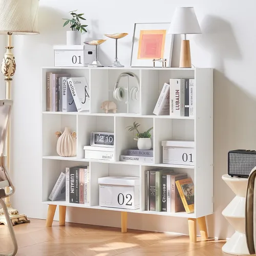 Vista 68 de LEYAOYAO Estantería de 5 cubos de 3 niveles con patas, estante negro menta para libros para niños, bonito organizador de almacenamiento, estantes