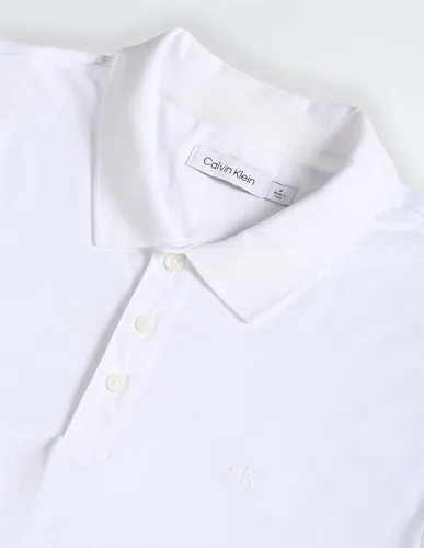 Vista 2 de Calvin Klein Polo de algodón liso con logotipo de monograma para hombre