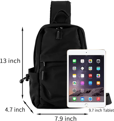Vista 3 de Mochila ligera y resistente al agua para hombres y mujeres con hombros pequeños para caminar viajes ciclismo Negro talla única Mochilas Sling