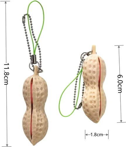 Vista 4 de 12 piezas de llavero de frijoles apretables para recoger la piel, juguetes sensoriales de vaina de guisantes, juguete antiestrés de cacahuete