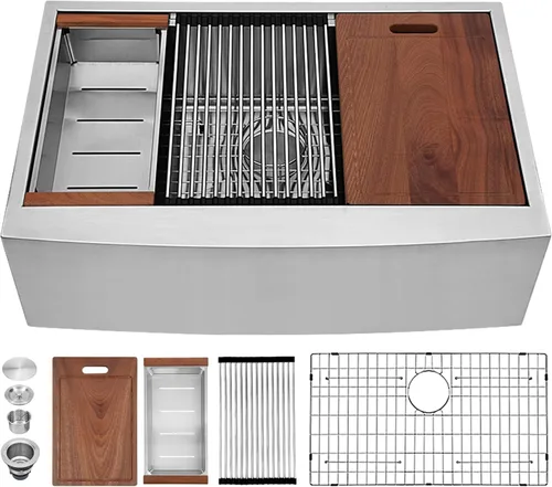 Vista 13 de Sarlai Fregadero de cocina de 30 unidades color negro, 30 x 22 pulgadas, fregadero de cocina de 30 x 22 pulgadas, fregadero de cocina de acero Acero