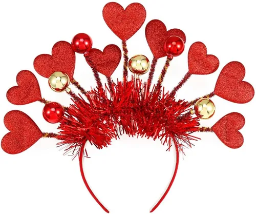 Vista 8 de CLOACE Diadema para el día de San Valentín, con luz de corazón, aro de pelo, con luces LED, accesorios para el cabello para mujer