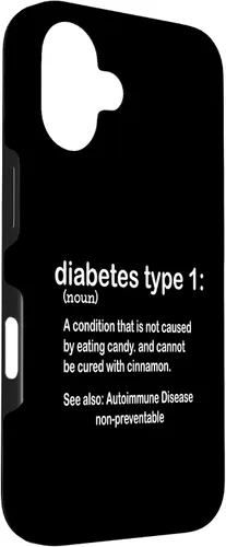 Vista 3 de Funda gráfica divertida para diabetes para iPhone 16 tipo 1