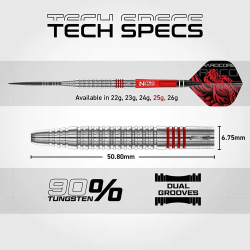 Vista 3 de RED DRAGON Jonny Clayton Original 2.0 - Juego de dardos de tungsteno premium con vuelos y tallos