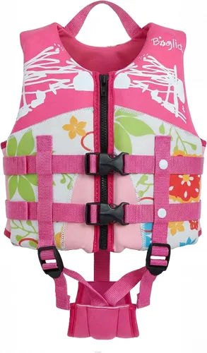 Vista 6 de Boglia Chaleco de natación para niños, chaqueta flotante para niños y niñas 20-30-40-50-60-70-80 libras, 1-9 años, cremallera, cinturones
