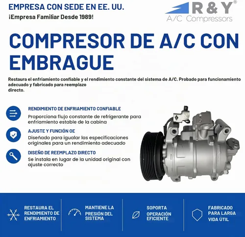 Vista 2 de Compresor de aire acondicionado automotriz RYC y embrague de A/C AIG303-01