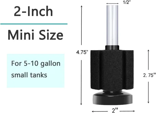 Vista 2 de AQUANEAT Filtro de Esponja para Acuario Alimentado por Aire, Filtro de Burbujas Biológicas para Tanque de Peces con Tubo de Línea Aérea, Válvulas
