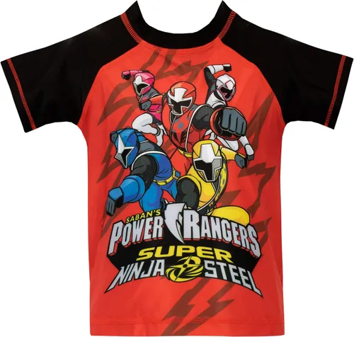 Vista 2 de Power Rangers Conjunto de natación de dos piezas de acero Ninja para niños, Rojo