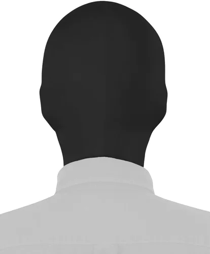 Vista 2 de Sheface Máscara con capucha de boca abierta de elastano para hombre y mujer, disfraz de cosplay de Halloween Negro