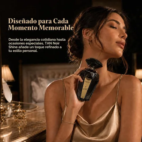 Vista 6 de TAN Noir Shine Perfume para mujer, 3.4 onzas líquidas, Eau de Parfum en aerosol, fragancia Sweet Vanilla Coffee Gourmand con notas de jazmín