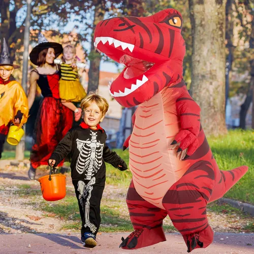 Vista 3 de Disfraces de dinosaurio para adultos, disfraz inflable para adultos, disfraz de Trex inflable, disfraces de Halloween para hombres y mujeres