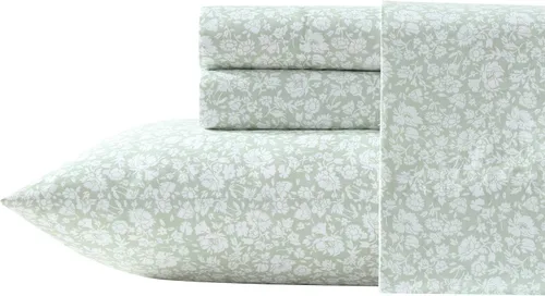 Vista 47 de Laura Ashley - Juego de sábanas individual, ropa de cama de percal de algodón fresca y suave con bolsillos profundos, ligera para comodidad durante