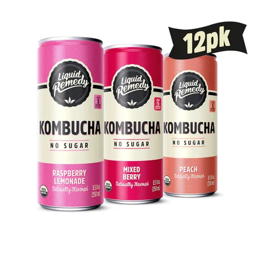 Vista 9 de Liquid Remedy Kombucha - Bebida orgánica sin azúcar, baja en calorías, té probiótico para la salud intestinal, paquete variado de favoritos