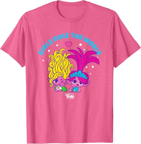 Vista 32 de DreamWorks Trolls Band Together - Camiseta para niñas con leyenda "Rule", diseño Negro