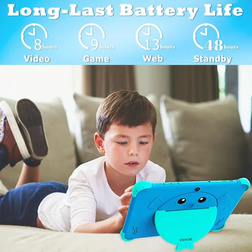Vista 5 de Tablet para niños de 10 pulgadas, tablet para niños, tabletas Android para niños pequeños con estuche, tabletas para niños con control parental